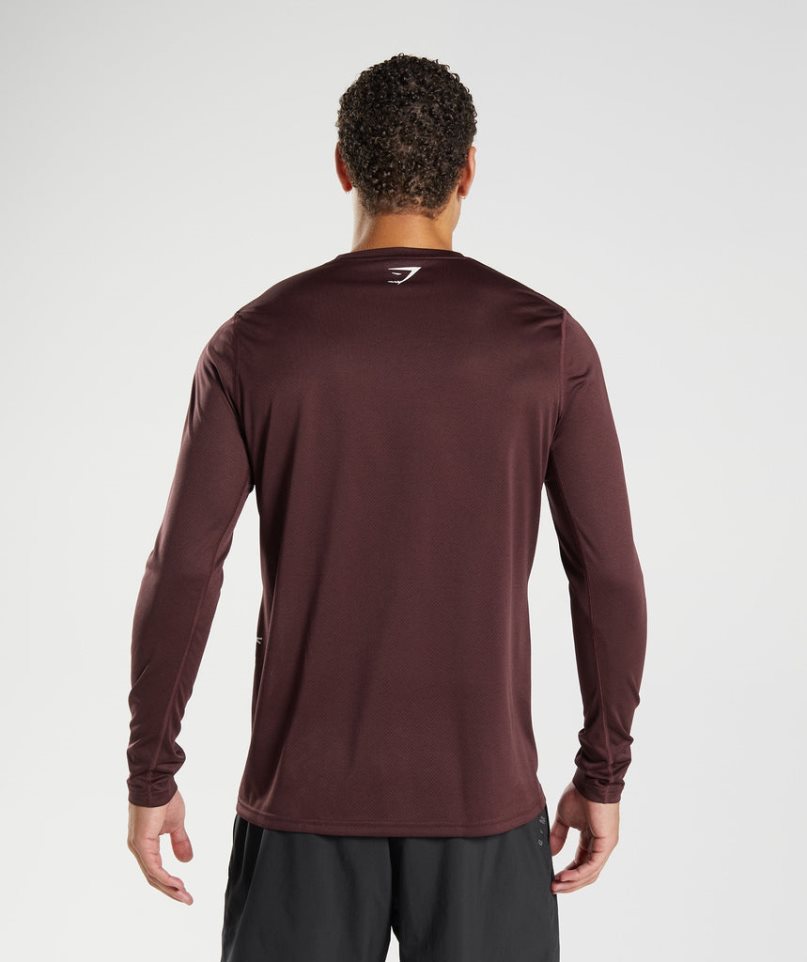 Men's Gymshark Sport Long Sleeve T-Shirts Burgundy | CA 6N318D